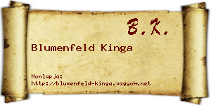 Blumenfeld Kinga névjegykártya